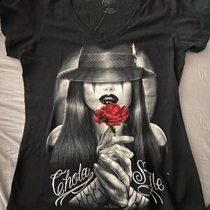 Angels Black Chola Style Graphic Tee